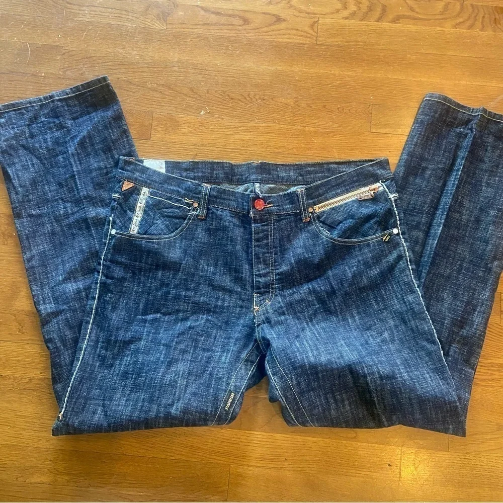 Parish Health Wealth &Wisdom Men’s Jeans Size 38 Dark Wash Button Fly Streetwear